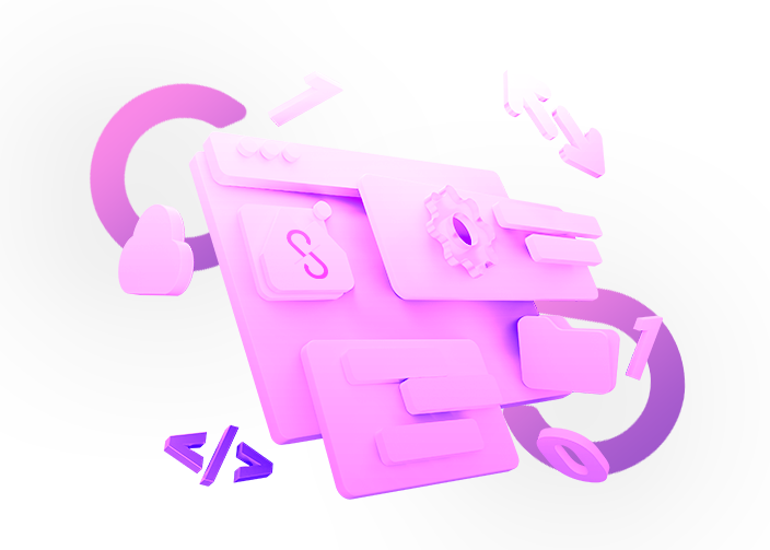 A purple and pink computer displaying various icons, featuring the Saihasoft company logo prominently on the screen.