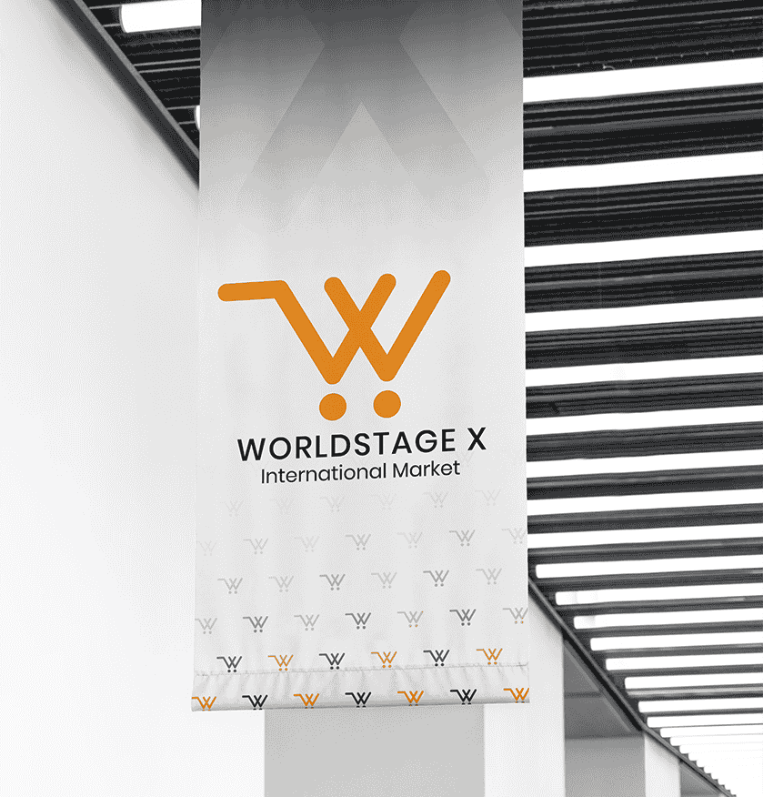 Branding image for WORLDSTAGE X, showcasing its connection to international markets and global presence.
