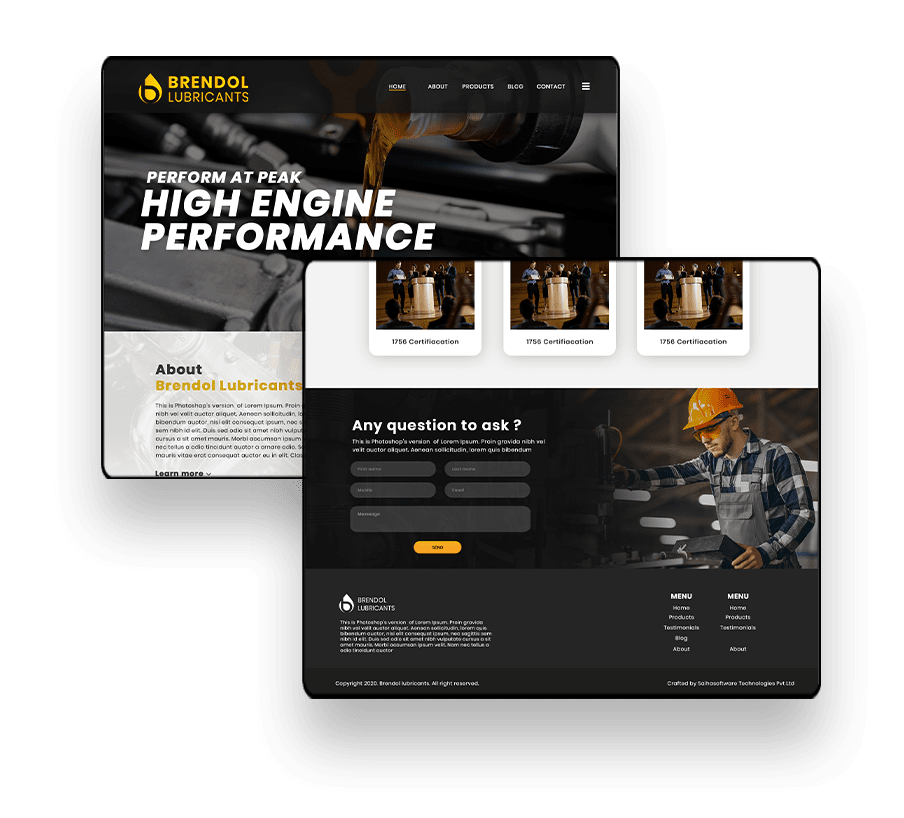 Website design showcasing a modern layout for an oil and gas company, featuring industry-related graphics and a professional aesthetic.