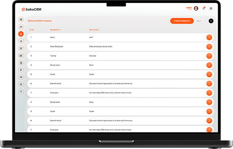 SaihaCRM dashboard on laptop