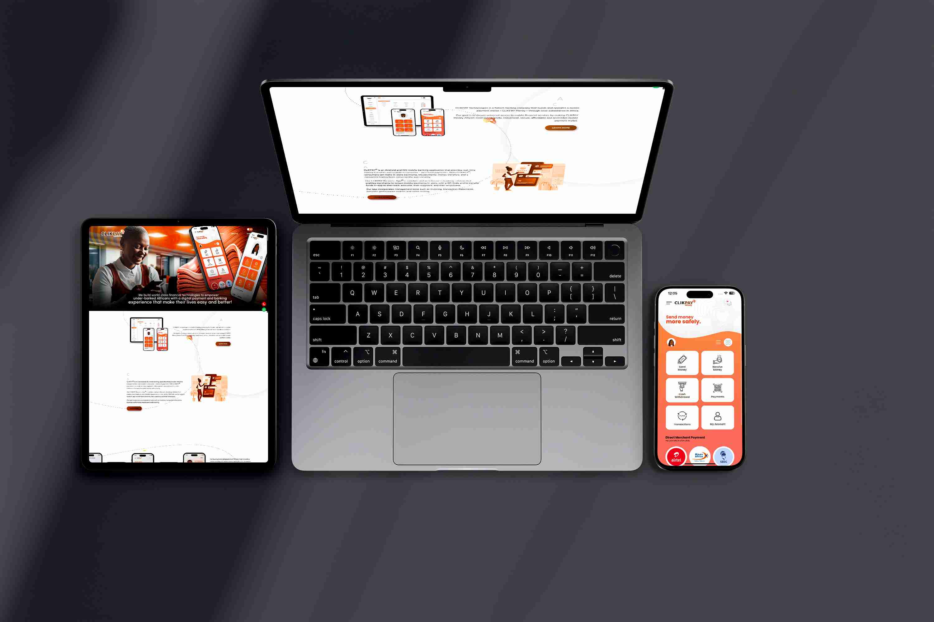 CLIKPAY on tablet, laptop, and mobile devices