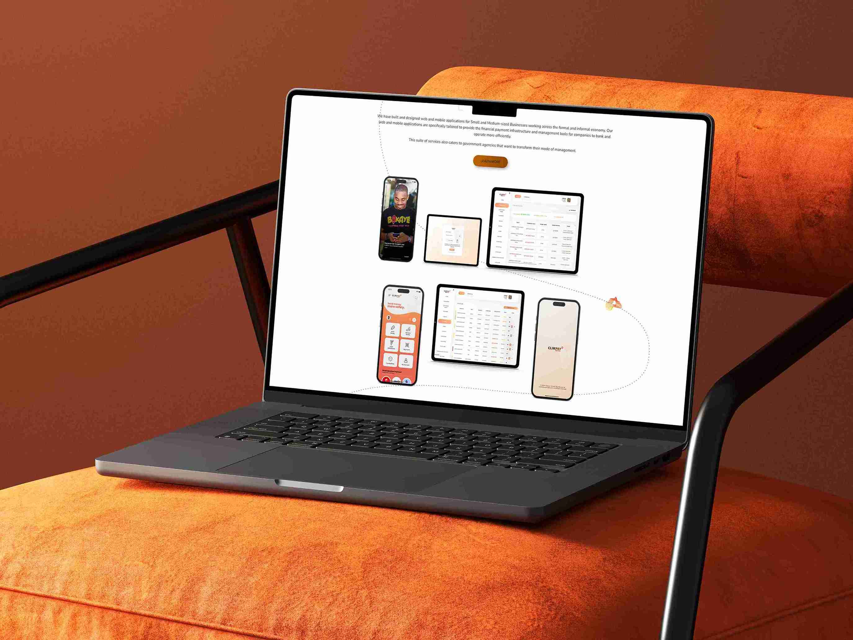 CLIKPAY platform on laptop and mobile devices