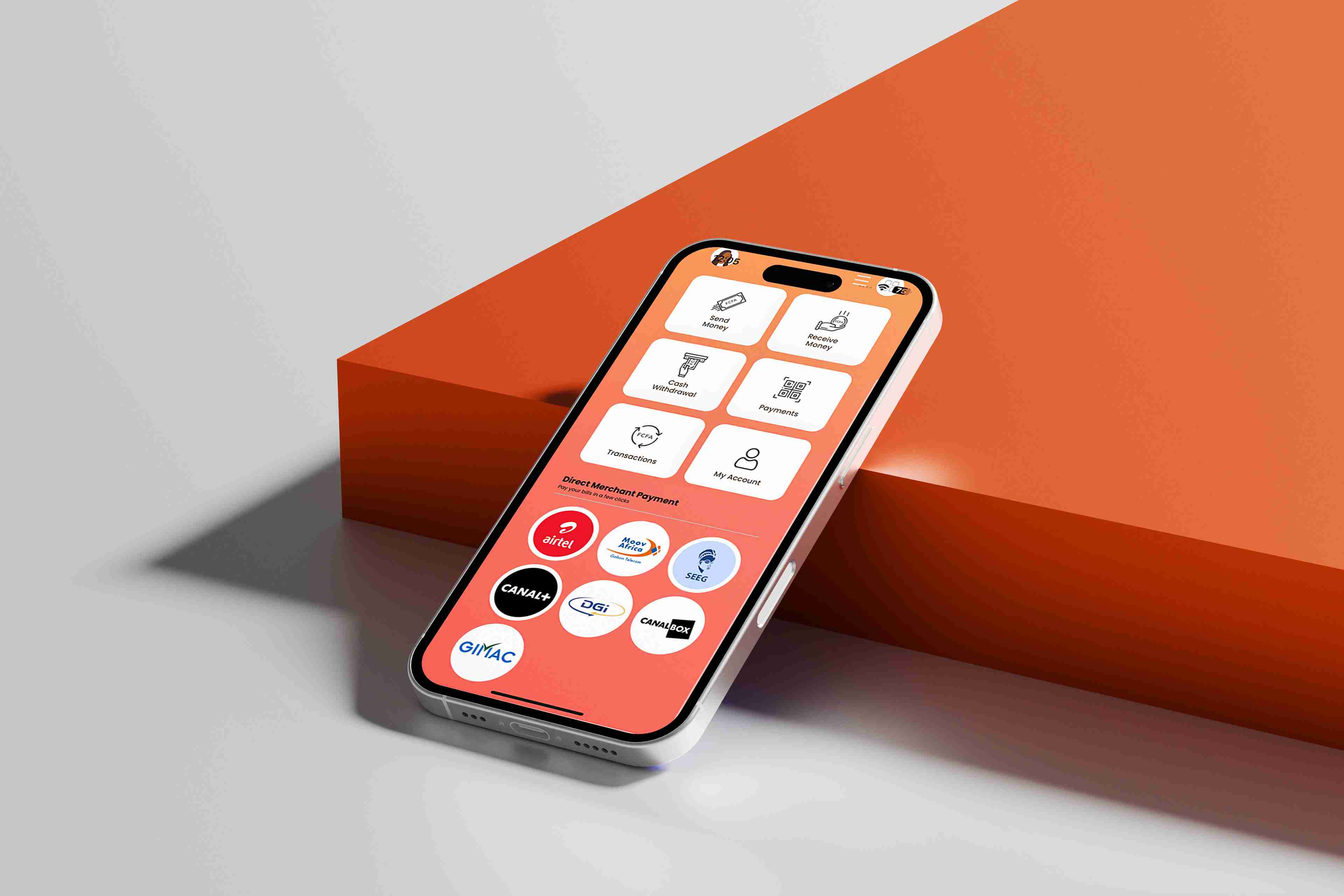 CLIKPAY app home screen on phone
