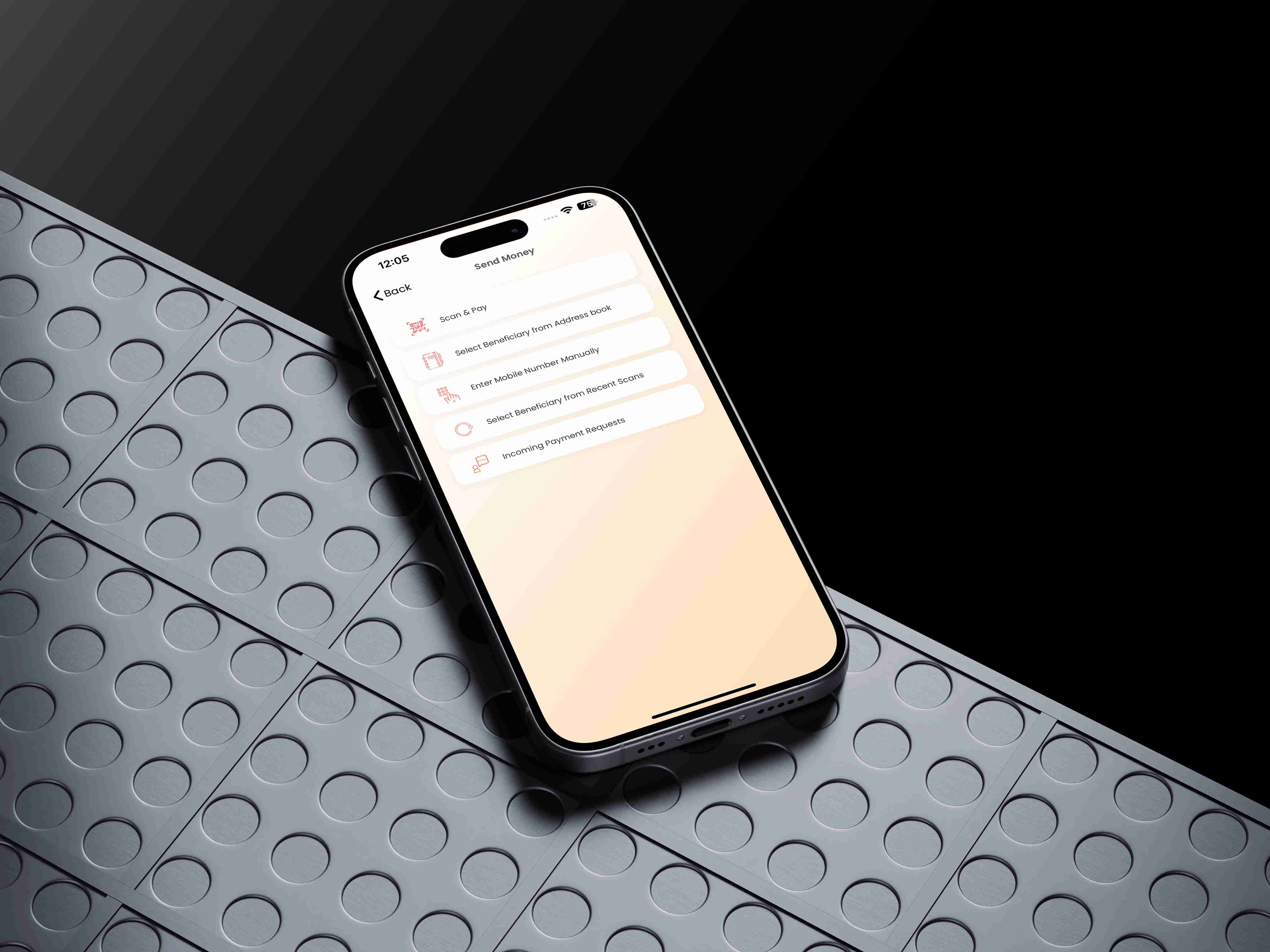 CLIKPAY Send Money screen on phone