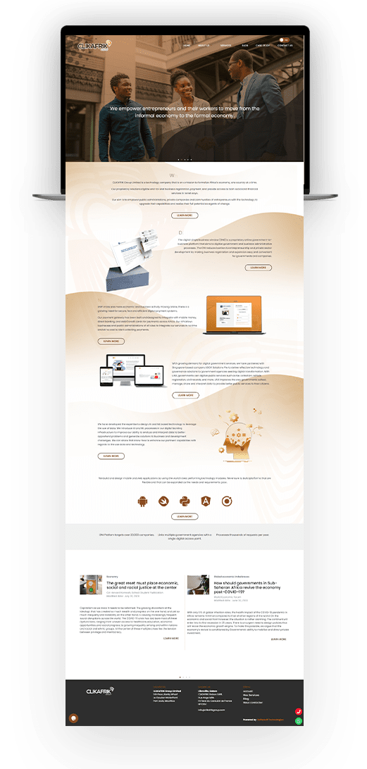 Website design layout showcasing a modern interface for a corporate company, featuring navigation and branding elements