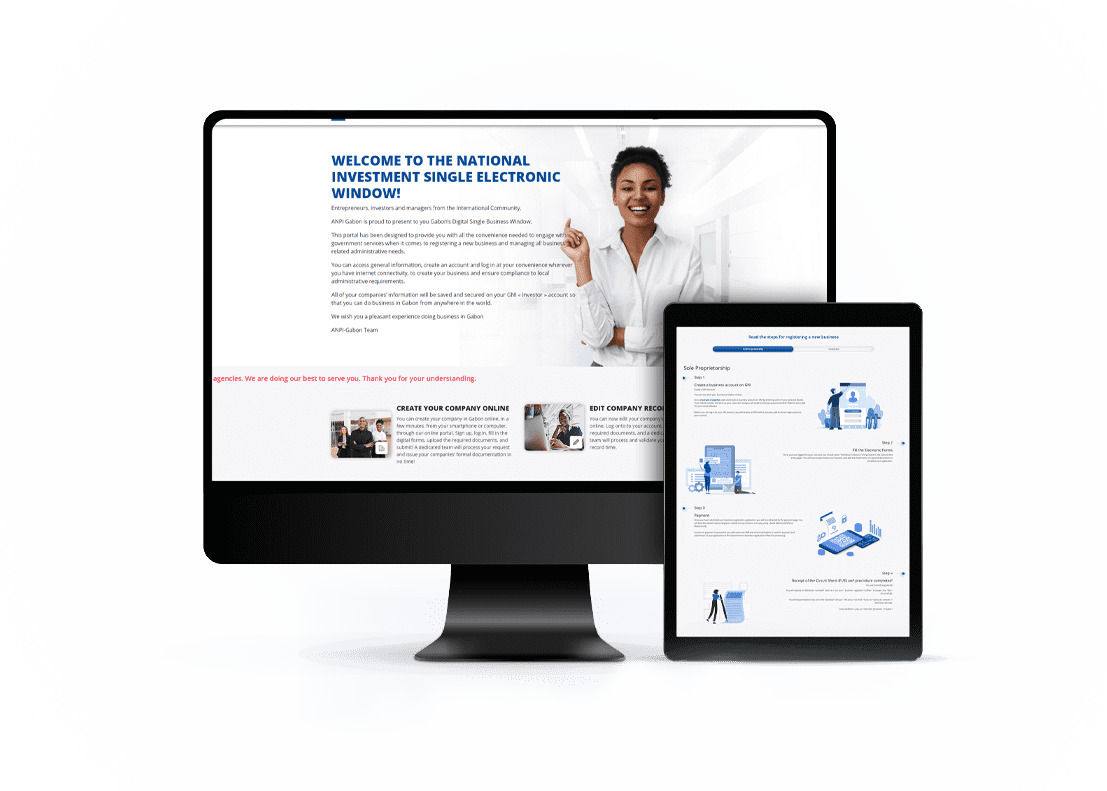 Business WordPress theme display for GNI, showcasing a professional and modern website design.