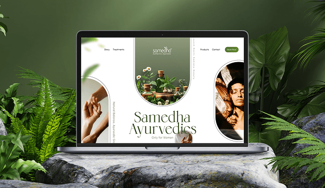 Samedha website mockup screen 1