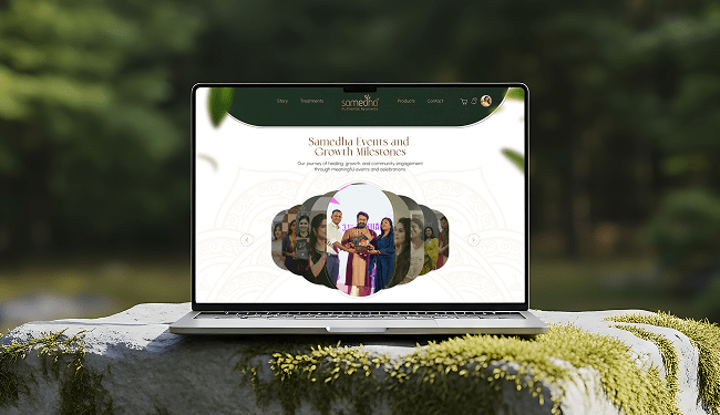 Samedha website mockup screen 6