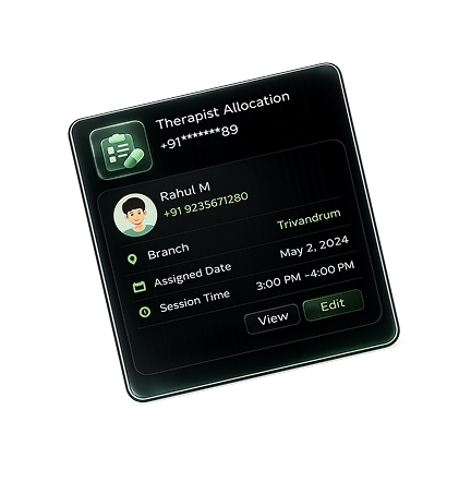 Therapist allocation card