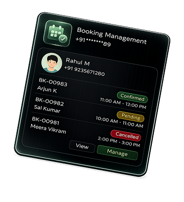Booking management card