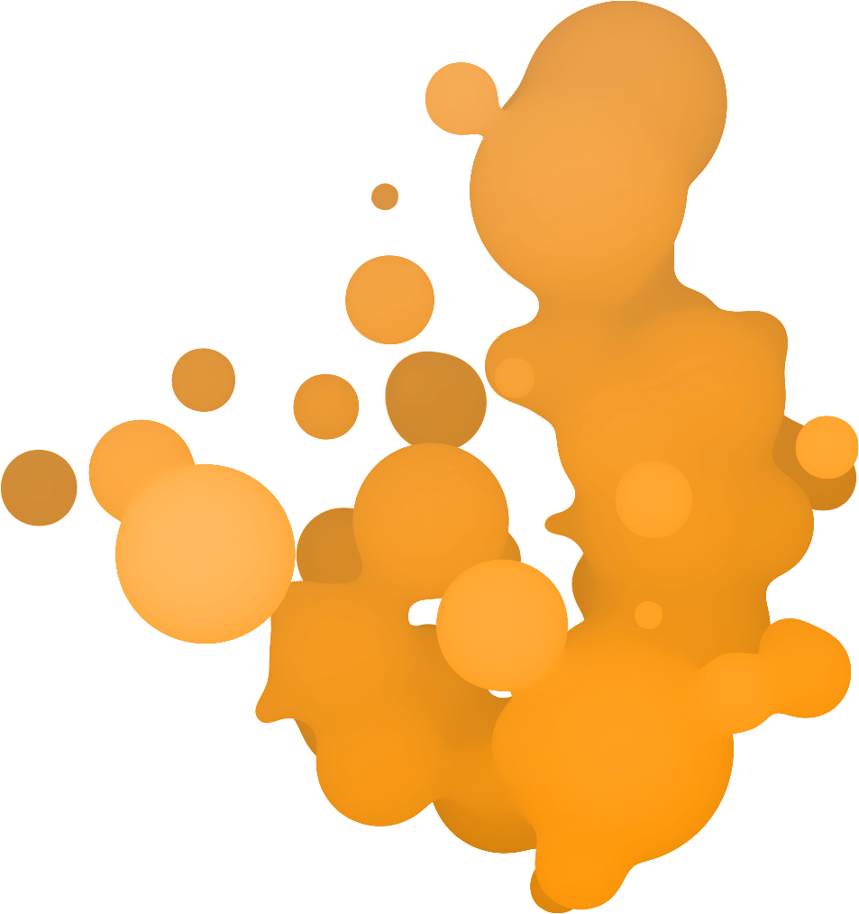 An orange abstract background featuring bubbles and dots, creating a vibrant and dynamic visual effect.