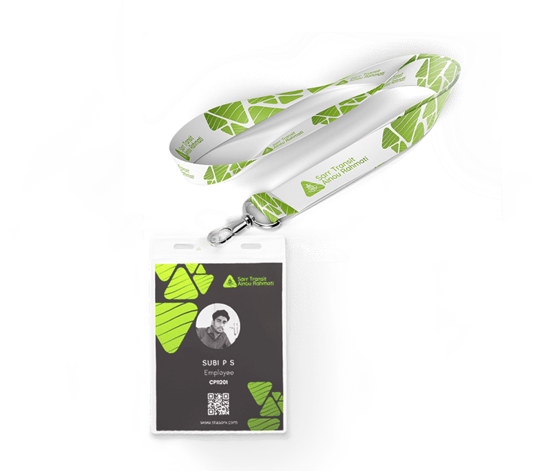 A lanyard featuring a vibrant green triangle design, ideal for holding ID cards or keys.